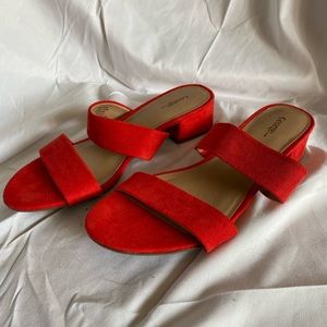 Brand New Red Slip On Suede Sandals - EU 38.5 - US 8